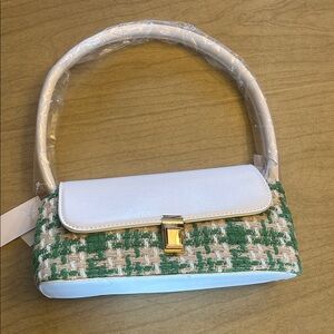 Stylish White and Green Women's Handbag